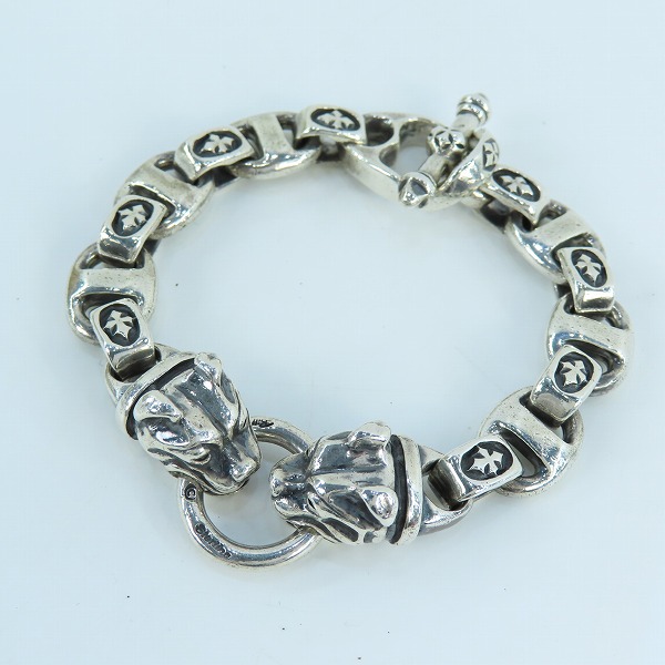 実際に弊社で買取させて頂いたBWL/BILL WALL LEATHER/ビルウォールレザー 2ドッグヘッド スカルTバー ブレスレット