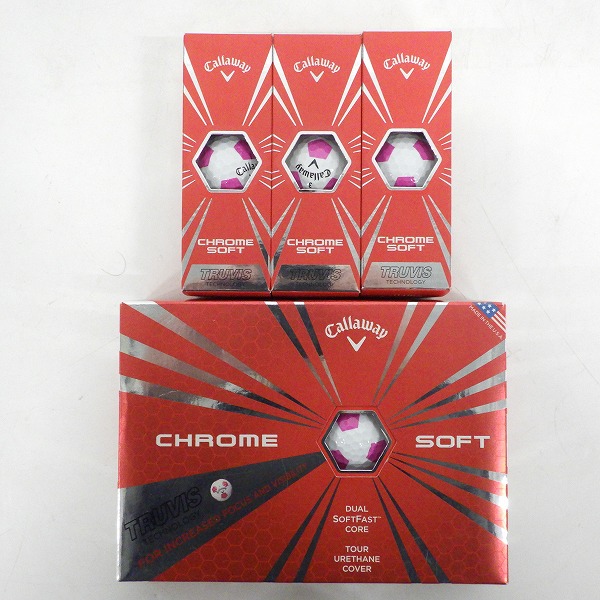 実際に弊社で買取させて頂いた【未使用】Callaway/キャロウェイ CHROME SOFT TRUVIS/クロムソフト ゴルフボール ホワイトｘピンク 21個の画像 2枚目