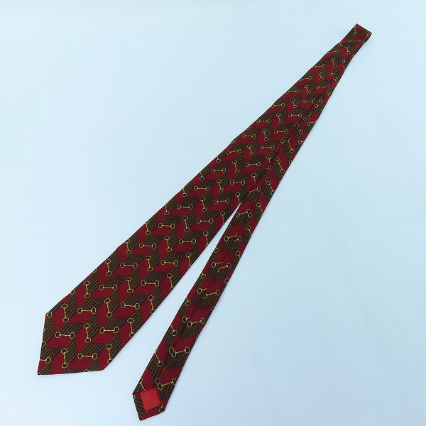 実際に弊社で買取させて頂いたCELINE/セリーヌ 総柄 シルクネクタイ/レッドの画像 5枚目