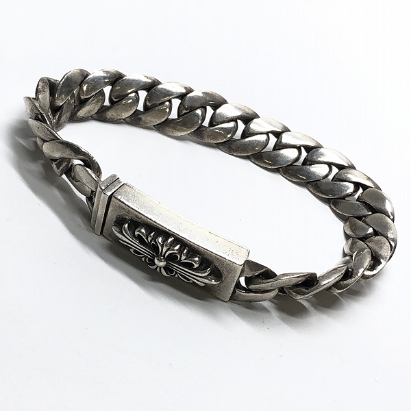 実際に弊社で買取させて頂いたCHROME HEARTS/クロムハーツ クラシック ミニIDブレスレット フローラルクロス 20リンク