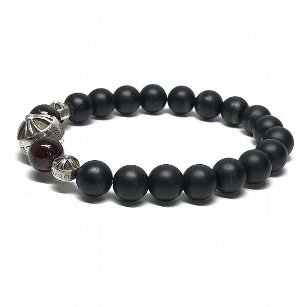 実際に弊社で買取させて頂いたCHROME HEARTS/クロムハーツ BEAD ONYX 71 BNDD PLS/8mm ビーズブレスレットｗ/オニキスの画像 2枚目