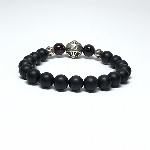 実際に弊社で買取させて頂いたCHROME HEARTS/クロムハーツ BEAD ONYX 71 BNDD PLS/8mm ビーズブレスレットｗ/オニキスの画像 3枚目