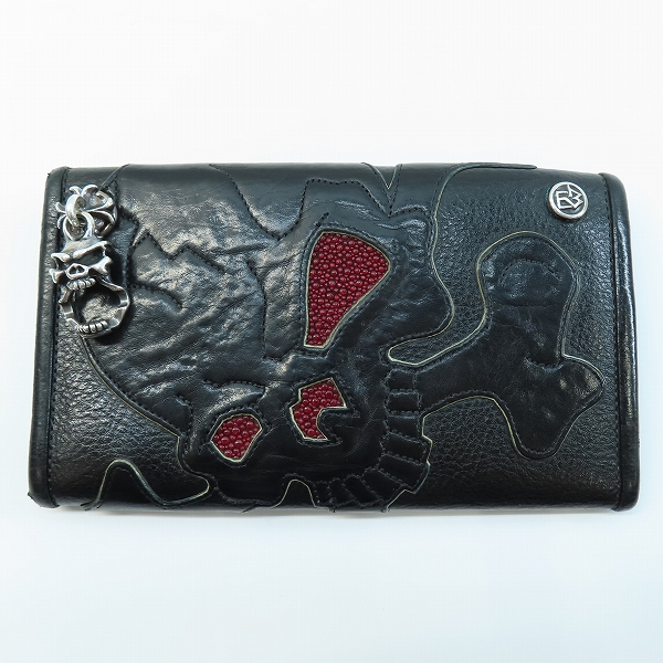 実際に弊社で買取させて頂いたTRAVIS WALKER/トラヴィスワーカー スカルパッチ  スティングレイ レザー ウォレット 長財布 w/ウォレットリング の画像 1枚目