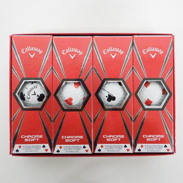 実際に弊社で買取させて頂いた【未使用】Callaway/キャロウェイ CHROME SOFT TRUVIS/クロムソフト ゴルフボール トランプ柄 ホワイト 1ダース