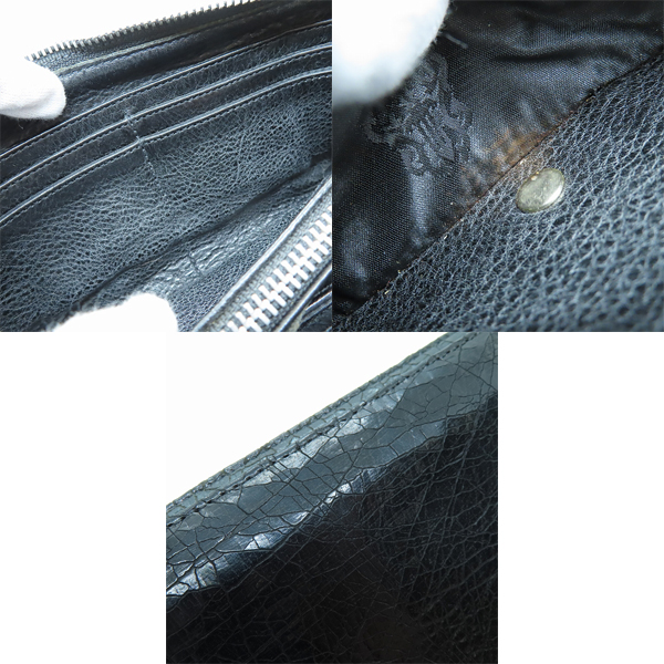 実際に弊社で買取させて頂いたCHROME HEARTS/クロムハーツ ゼロピラミッド スタッズ ガラスレザー ラウンドジップウォレット/長財布 の画像 9枚目