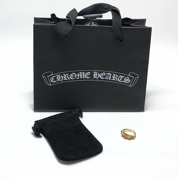実際に弊社で買取させて頂いたCHROME HEARTS/クロムハーツ 22K BABYCLSC ダブルフローラルクロスリング パヴェダイヤ 4-4.5号の画像 9枚目