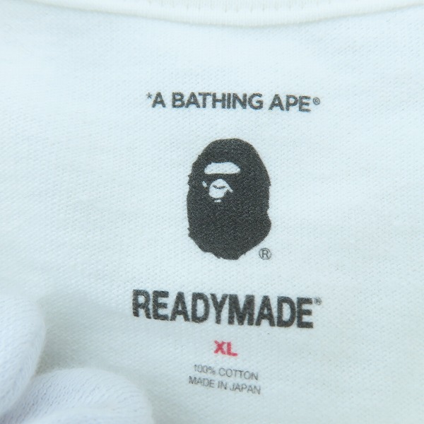 実際に弊社で買取させて頂いたA BATHING APE×READYMADE/アベイシングエイプ×レディメイド 刺繍入り Tシャツ WHITE × PINK CAMO/XLの画像 3枚目