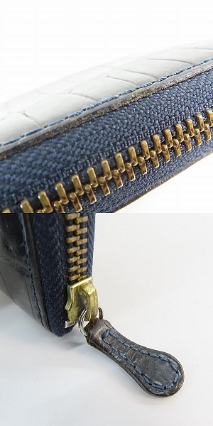 実際に弊社で買取させて頂いたFelisi/フェリージ ラウンドジップ ウォレット クロコ型押し レザー 125の画像 9枚目