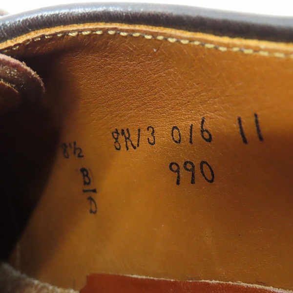 実際に弊社で買取させて頂いたALDEN/オールデン SHELL CORDOVAN LEATHER/シェルコードバンレザー プレーントゥ シューズ 990/8.5の画像 5枚目