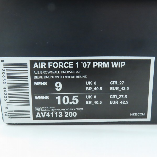 実際に弊社で買取させて頂いたNIKE×Carhartt WIP/ナイキ×カーハート AIR FORCE 1 07 PRM WIP/エアフォース1 プレミアム AV4113-200/27の画像 8枚目