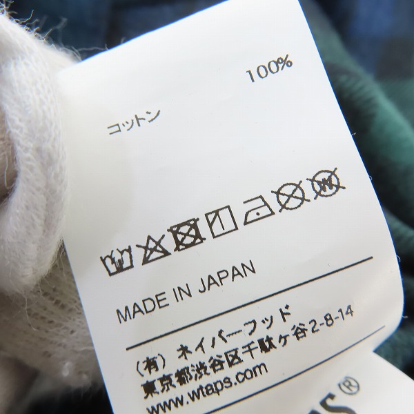 実際に弊社で買取させて頂いたWTAPS/ダブルタップス 19AW UNION LS SHIRT/タータンチェック ネルシャツ 192TQDT-SHM01/04の画像 4枚目