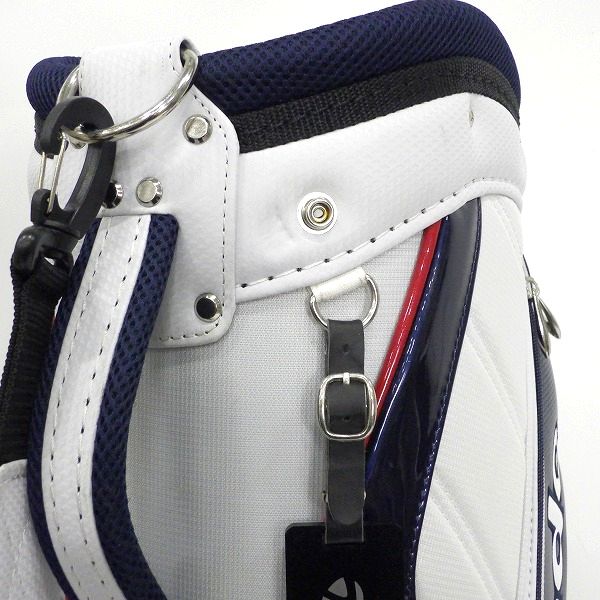 実際に弊社で買取させて頂いたTaylorMade/テーラーメイド KY321 9型 5分割トゥルーライト キャディバッグ ホワイトｘネイビーｘレッドの画像 4枚目