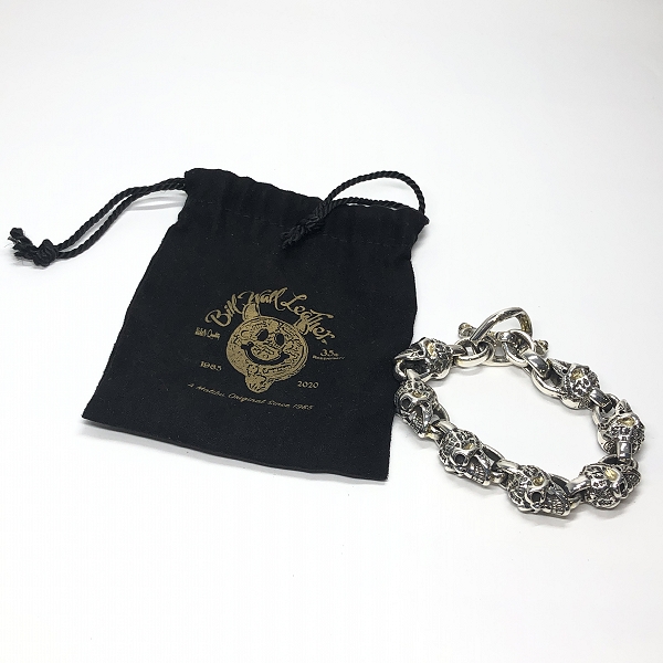 実際に弊社で買取させて頂いたBWL/ビルウォールレザー グラフィティ ヴィンテージ スカル リンク ブレスレット w/ゴールドサダー/7リンクの画像 8枚目