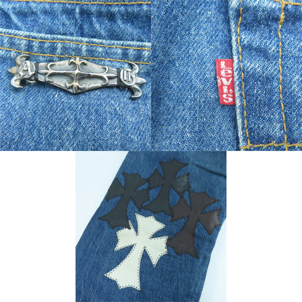 実際に弊社で買取させて頂いたA＆G×LEVIS/エーアンドジー×リーバイス 501xx クロスパッチ/クロスボタン デニムパンツ /W32 L30の画像 6枚目