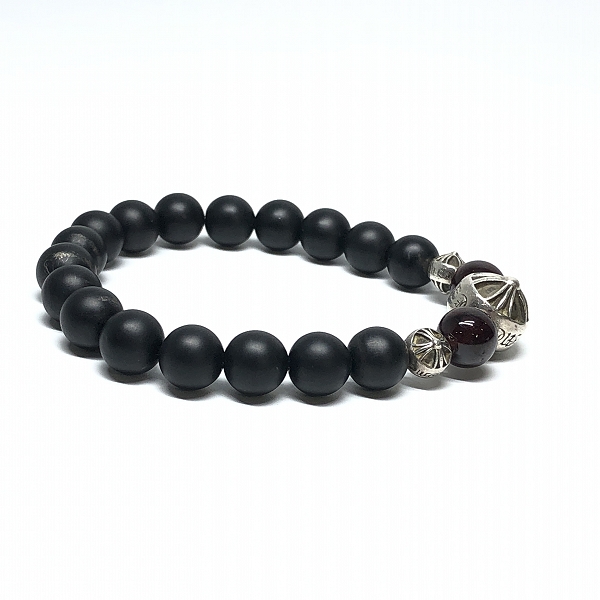 実際に弊社で買取させて頂いたCHROME HEARTS/クロムハーツ BEAD ONYX 71 BNDD PLS/8mm ビーズブレスレットｗ/オニキスの画像 4枚目