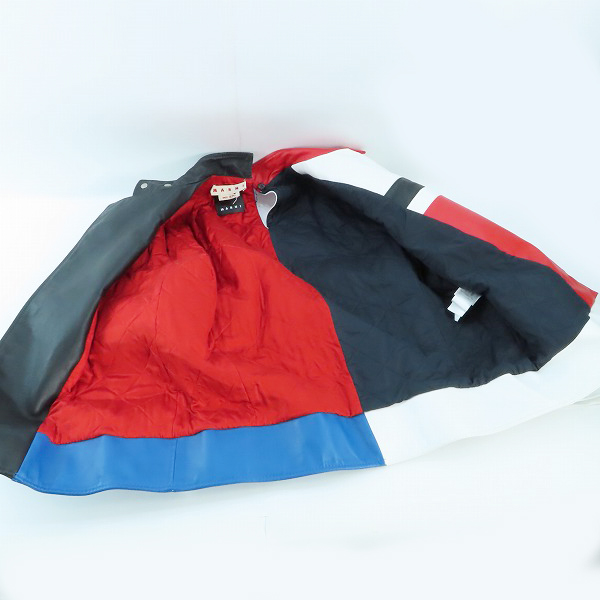 実際に弊社で買取させて頂いたMARNI/マルニ マルチカラー レザージャケット/46の画像 2枚目