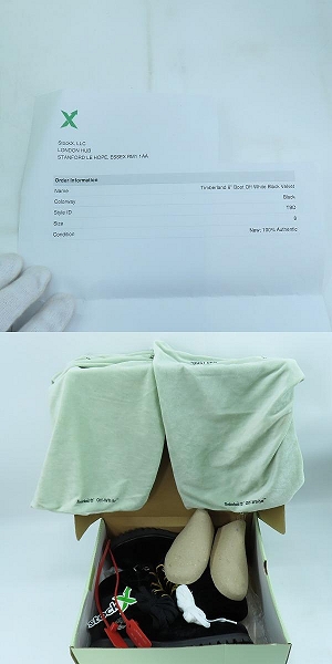 実際に弊社で買取させて頂いたTimberland×OFF-WHITE/ティンバーランド×オフホワイト ベロア 6インチ ブーツ ブラック A1Q8B/8の画像 8枚目