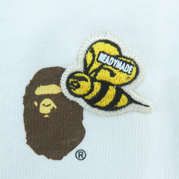 実際に弊社で買取させて頂いたA BATHING APE×READYMADE/アベイシングエイプ×レディメイド 刺繍入り Tシャツ WHITE × PINK CAMO/XLの画像 2枚目