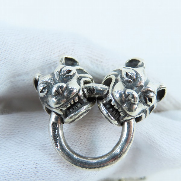 実際に弊社で買取させて頂いたBWL/BILL WALL LEATHER/ビルウォールレザー 2ドッグヘッド スカルTバー ブレスレットの画像 4枚目