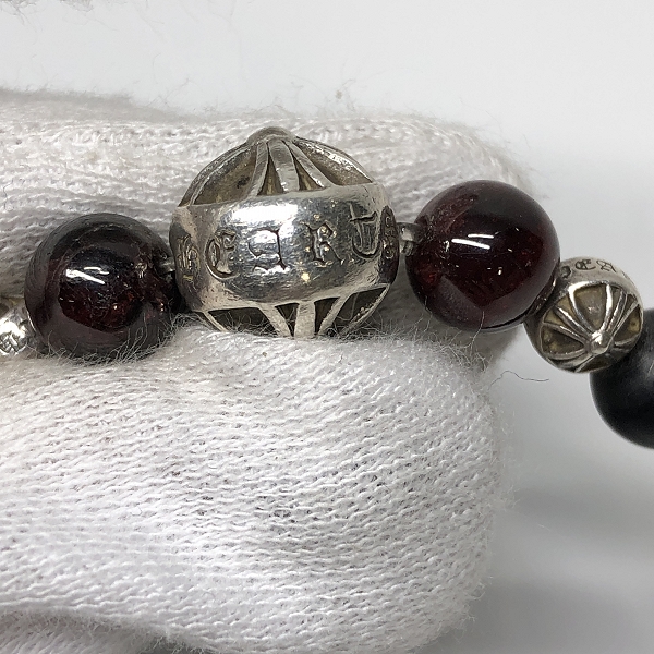 実際に弊社で買取させて頂いたCHROME HEARTS/クロムハーツ BEAD ONYX 71 BNDD PLS/8mm ビーズブレスレットｗ/オニキスの画像 6枚目