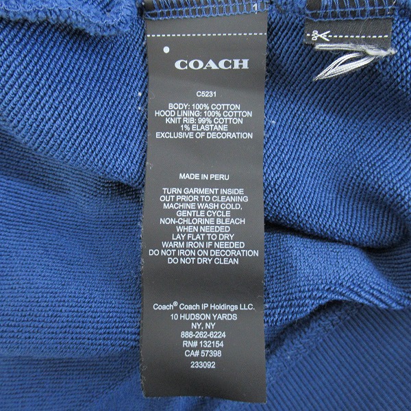 実際に弊社で買取させて頂いたCOACH/コーチ 胸ロゴ パーカー ブルー/Lの画像 3枚目