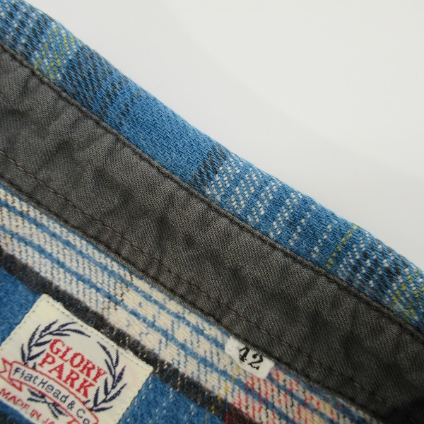 実際に弊社で買取させて頂いたTHE FLAT HEAD/フラットヘッド GLORY PARK/グローリーパーク チェック フランネルシャツ 42の画像 7枚目
