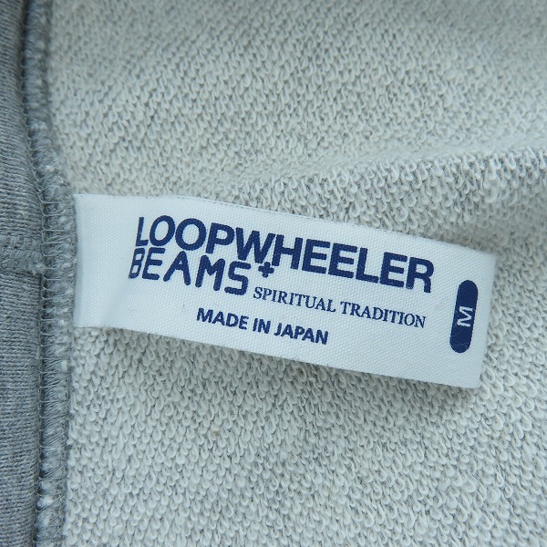 実際に弊社で買取させて頂いたLOOPWHEELER × BEAMS/ループウィラー×ビームス 別注 吊裏毛 ルーズフィット カーディガン グレー Mの画像 2枚目