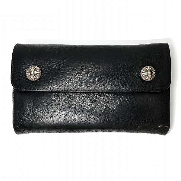 実際に弊社で買取させて頂いたCHROME HEARTS/クロムハーツ WAVE/ウェーブウォレット 長財布/クロスボタン