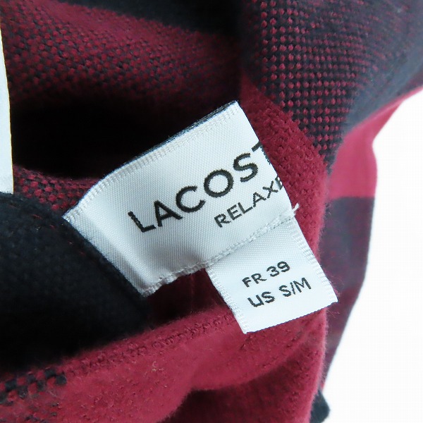 実際に弊社で買取させて頂いたLACOSTE/ラコステ プレーン×バッファローチェックリバーシブルシャツアウター 胸ロゴ  ワインレッド CH5824/F39 /US S/Mの画像 4枚目