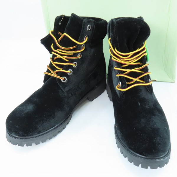 実際に弊社で買取させて頂いたTimberland×OFF-WHITE/ティンバーランド×オフホワイト ベロア 6インチ ブーツ ブラック A1Q8B/8