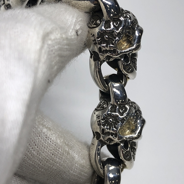 実際に弊社で買取させて頂いたBWL/ビルウォールレザー グラフィティ ヴィンテージ スカル リンク ブレスレット w/ゴールドサダー/7リンクの画像 5枚目