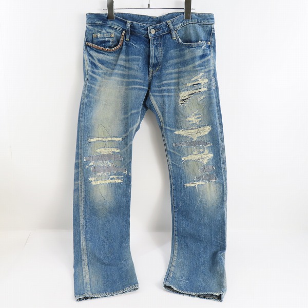 実際に弊社で買取させて頂いたHYSTERIC GLAMOUR/ヒステリックグラマー リペア加工 スタッズ付デニムパンツ 0211AP08/34