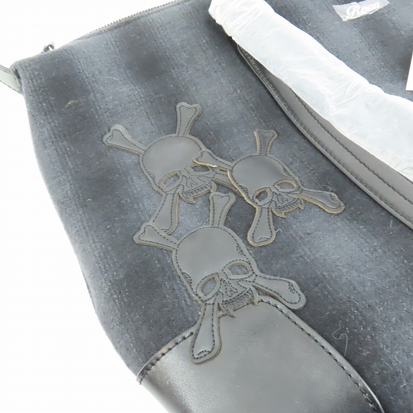 実際に弊社で買取させて頂いた【未使用】Roen/ロエン チェック柄/スカルトートバッグ 牛革×ウール 3R394041の画像 7枚目