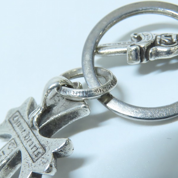 実際に弊社で買取させて頂いたCHROME HEARTS/クロムハーツ スモールCHクロス キーリング w/ダガーの画像 4枚目