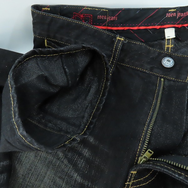 実際に弊社で買取させて頂いたRoen Jeans×BOBSON/ロエン×ボブソン スカルスタッズ ダメージ加工 デニムパンツ 32の画像 6枚目