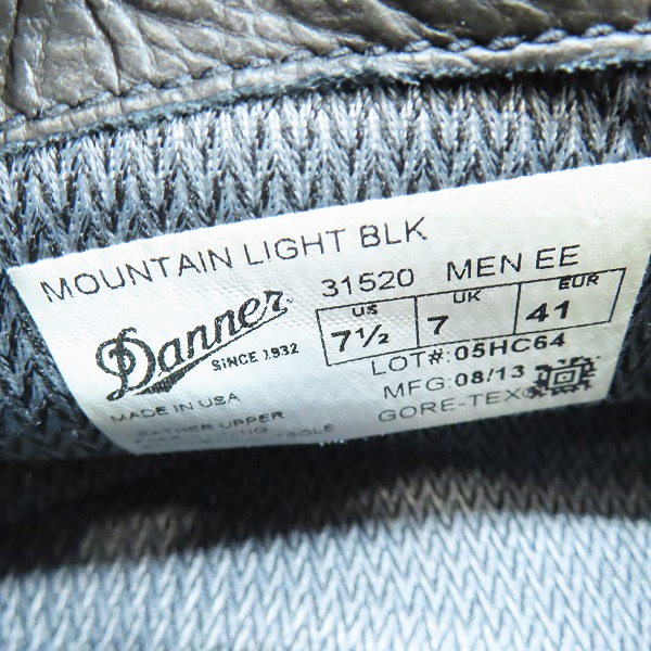 実際に弊社で買取させて頂いたDANNER/ダナー MOUNTAIN LIGHT/マウンテン ライト マウンテンブーツ 31520/7.5の画像 5枚目