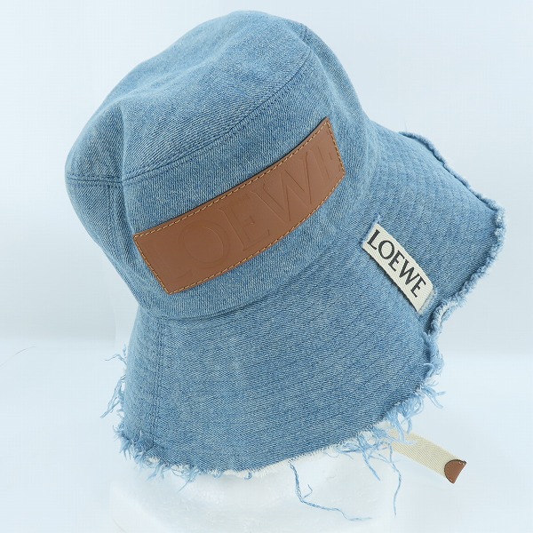 実際に弊社で買取させて頂いた【JPタグ】LOEWE/ロエベ フレイド フィッシャーマン ハット  デニム＆カーフ K820HF1X26/57の画像 3枚目