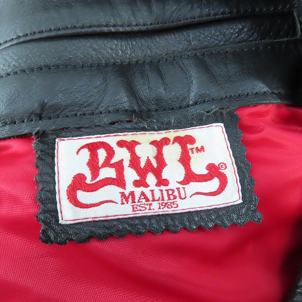 実際に弊社で買取させて頂いたBILL WALL LEATHER/BWL/ビルウォールレザー MALIBU/マリブ レザージャケット/Sの画像 4枚目