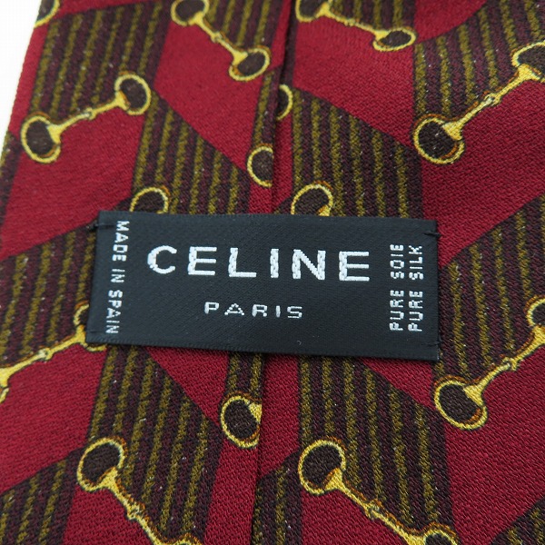 実際に弊社で買取させて頂いたCELINE/セリーヌ 総柄 シルクネクタイ/レッドの画像 4枚目