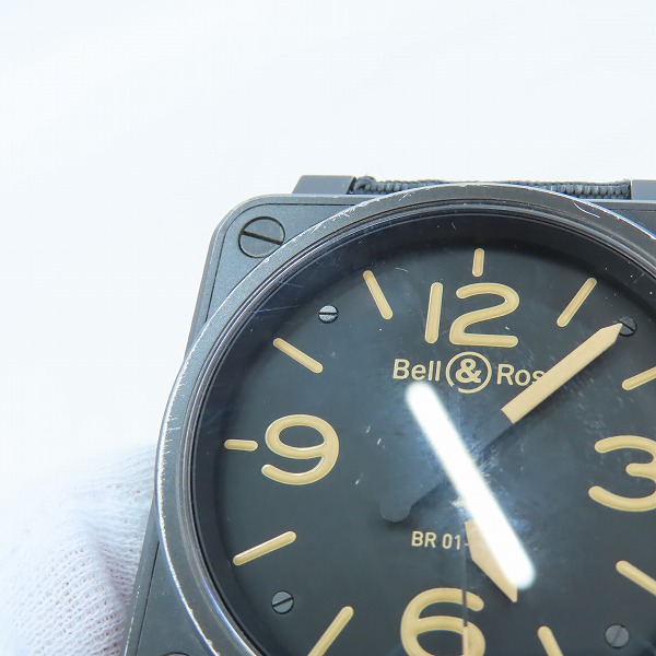 実際に弊社で買取させて頂いた【ギャラ付】Bell&Ross/ベル&ロス ヘリテージ オートマチック スクエアケース 腕時計 BR01- 92-SH 替えベルト付きの画像 6枚目