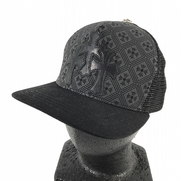 実際に弊社で買取させて頂いたCHROME HEARTS/クロムハーツ  セメタリークロスレザーパッチ CHクロスメッシュキャップ