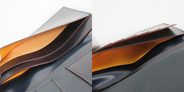 実際に弊社で買取させて頂いたGANZO/ガンゾ 馬革 SHELL CORDOVAN 2/シェルコードバン2 マチ無し長財布 67127の画像 6枚目