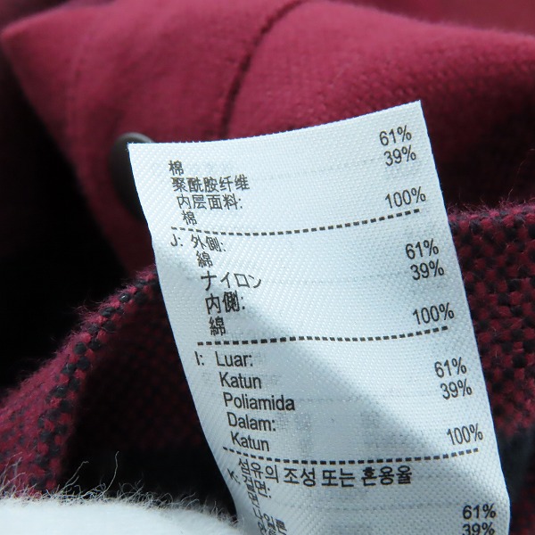 実際に弊社で買取させて頂いたLACOSTE/ラコステ プレーン×バッファローチェックリバーシブルシャツアウター 胸ロゴ  ワインレッド CH5824/F39 /US S/Mの画像 7枚目