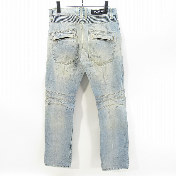 実際に弊社で買取させて頂いたBALMAIN/バルマン バイカーデニムパンツ ブルー/28の画像 1枚目