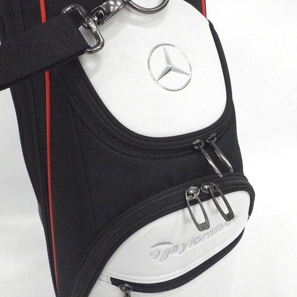 実際に弊社で買取させて頂いたTaylormadeｘMercedes-Benz/テーラーメイドｘメルセデス・ベンツ 5分割キャディバッグ ブラックｘホワイトｘレッドの画像 5枚目
