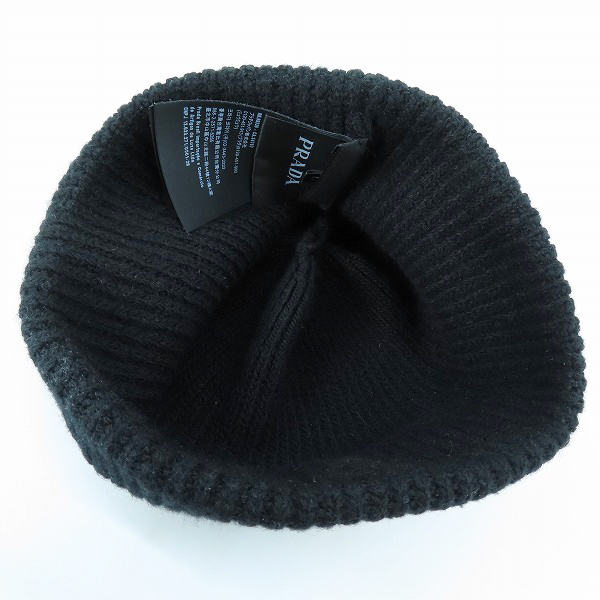 実際に弊社で買取させて頂いた【JPタグ】PRADA/プラダ 24SS トライアングルプレート ウール カシミヤ ニットキャップ UMD489 S211 3IMの画像 2枚目