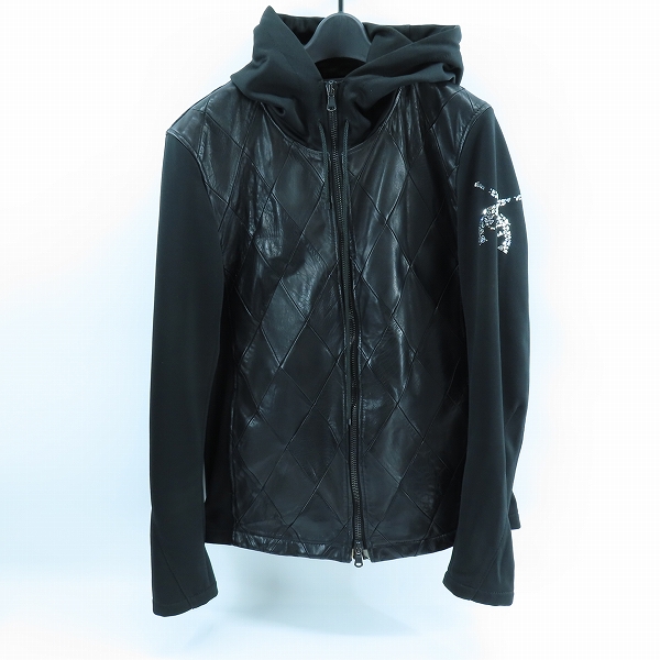 実際に弊社で買取させて頂いたroar/ロアー クロスガン/二丁拳銃 ラインストーン レザー切替 パーカー 11FRB-12RF/3