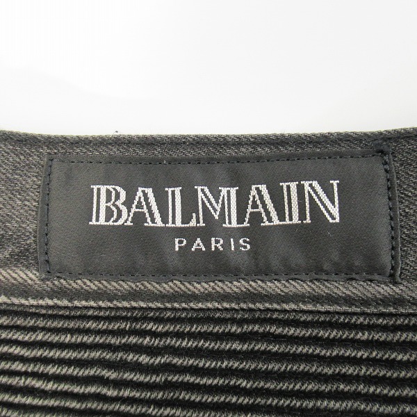 実際に弊社で買取させて頂いたBALMAIN/バルマン バイカーデニムパンツ ブラック/28の画像 2枚目