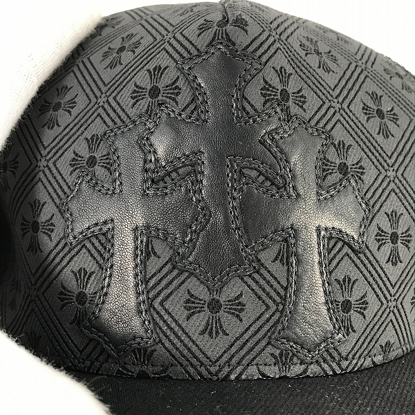 実際に弊社で買取させて頂いたCHROME HEARTS/クロムハーツ  セメタリークロスレザーパッチ CHクロスメッシュキャップの画像 7枚目