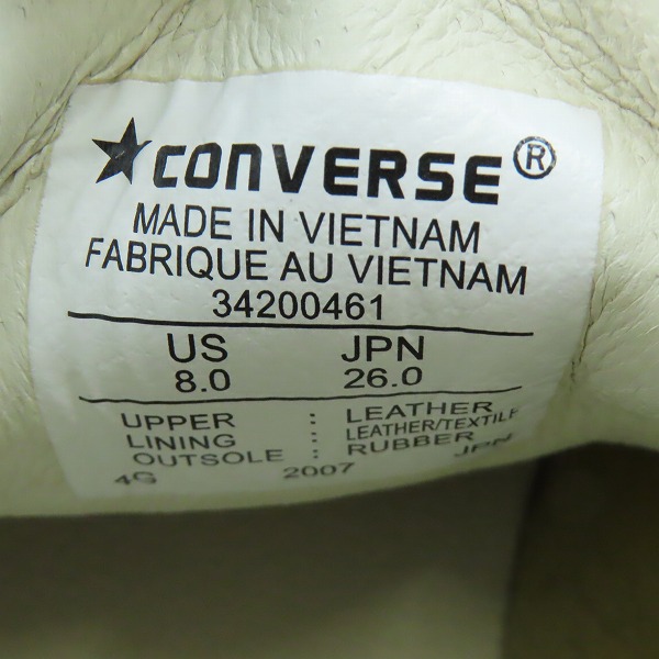 実際に弊社で買取させて頂いたCONVERSE×nonnative/コンバース×ノンネイティブ PRO-LEATHER HI/ハイカット スウェード スニーカー 34200461/26の画像 5枚目